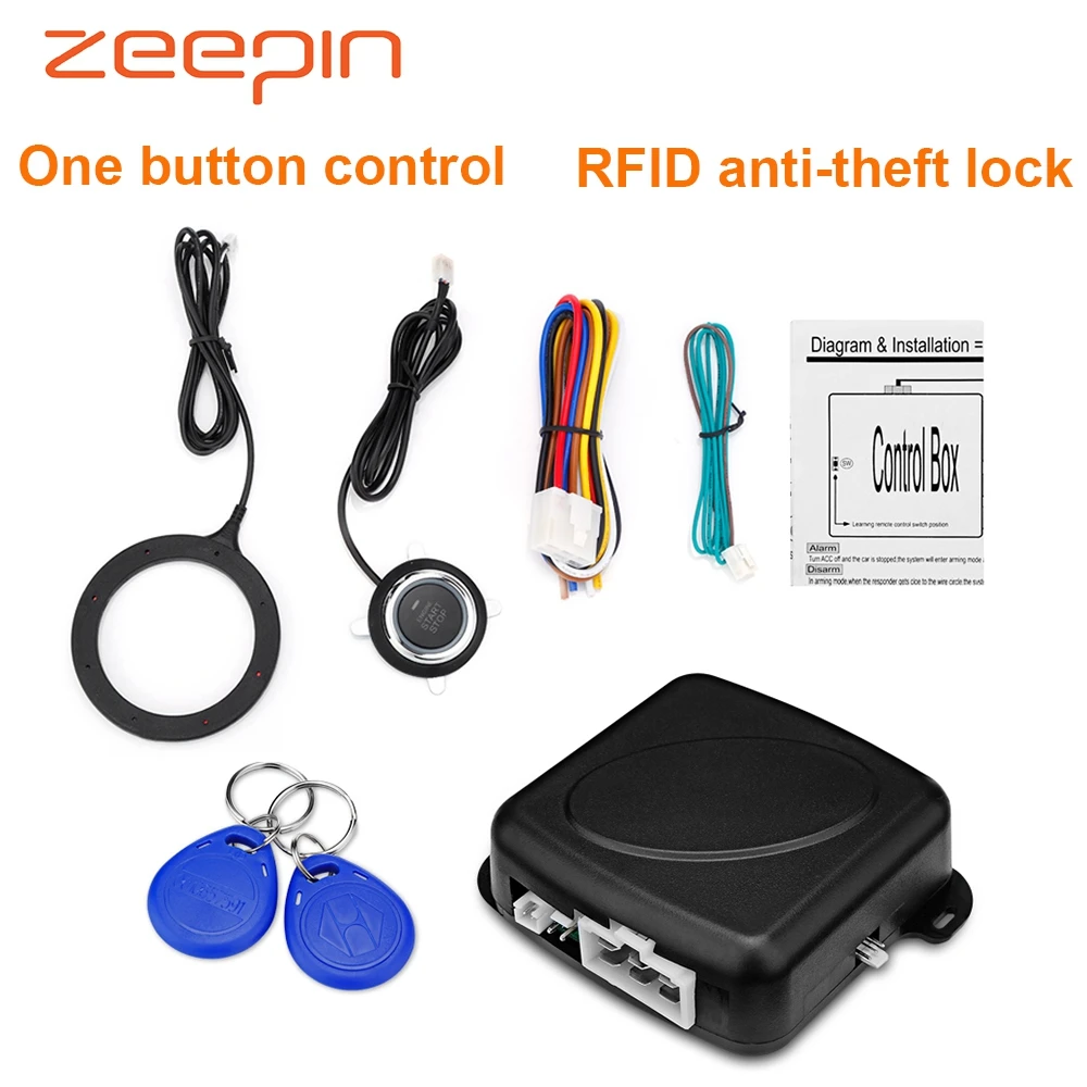 Car RFID Start Stop Button Engine Ignition Keyless Entry Anti theft Security Alarm System One