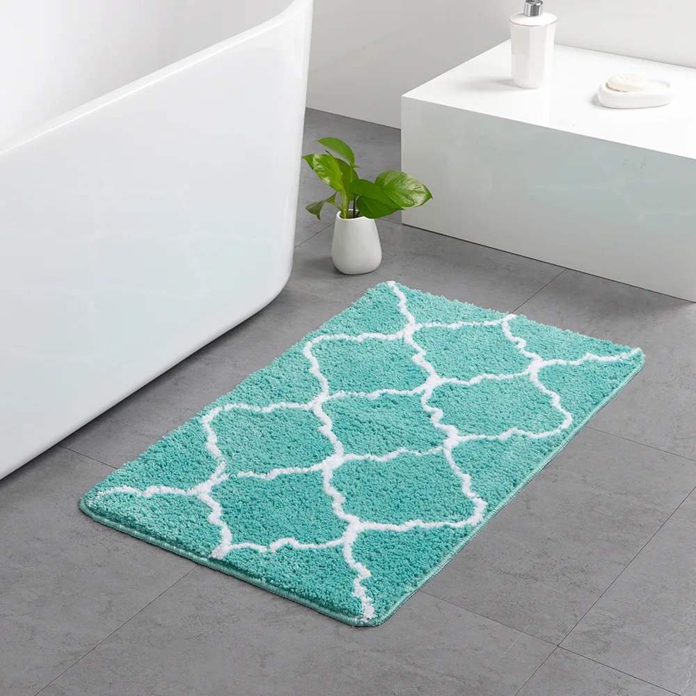 Bathroom Mat Non Slip Absorbent Doormat Living Room Grey Blue Moroccan Pattern Rectangle Microfiber Mat 40x65cm/50x80cm