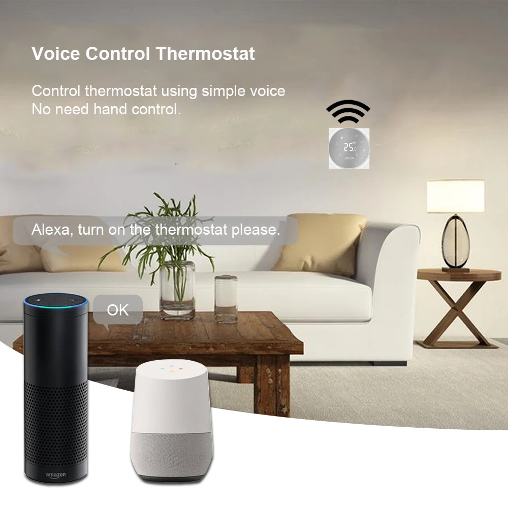 Умный Wi-Fi термостат контроллер температуры воды электрический теплый пол Отопление воды газовый котел работает с Echo Google Home Tuya