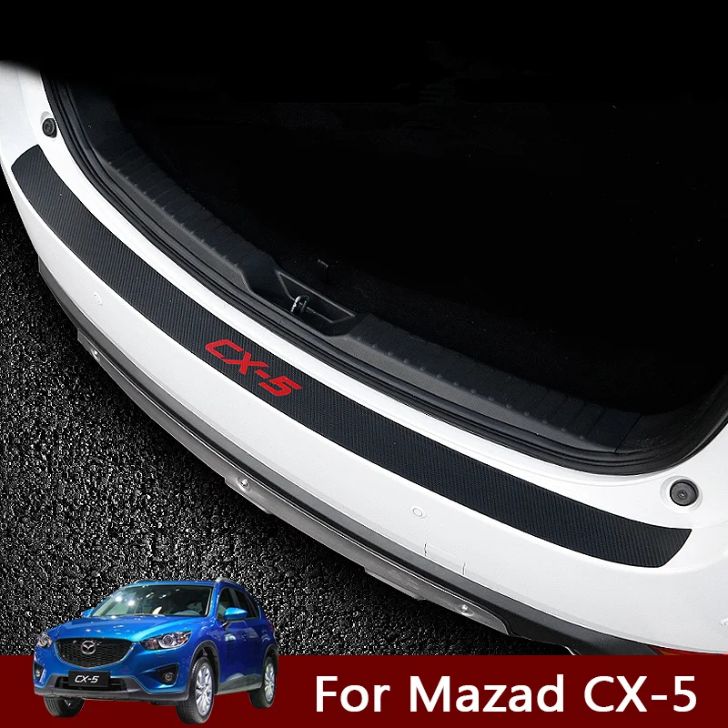Для Mazda CX5, 2017-2018 2019 аксессуары Автомобильный багажник защитная доска арьергарды задний бампер кожаные наклейки из углеродного волокна