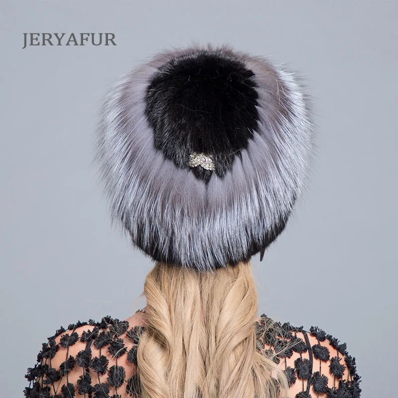 JERYAFUR Neue Mode зима hюте фюр Фрауен настоящий Nerz Hut Weibliche Лоскутная Фукс пельз смесь фарбе интерне стракен mutzen warme