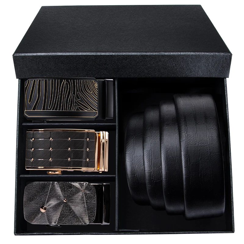 

Hi-Tie Luxury Designer Belt Fashion Buckle Mens Belts Automatic Cowskin Genuine Leather Belt Men Gift Simple Business Black Belt