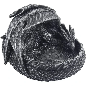

Sleeping Dragon Ashtray Figurine Round Cigarette Holder Dungeons and Dragons Medieval Renaissance Decor for Car and Room