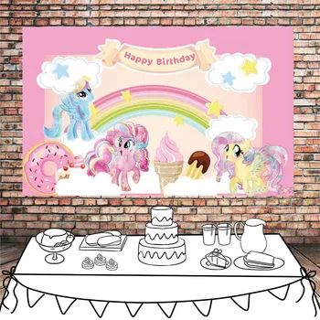 

My little pony Birthday Backdrop Cartoon Custom name Studio party poster templates Background unicron pony birthday party decor