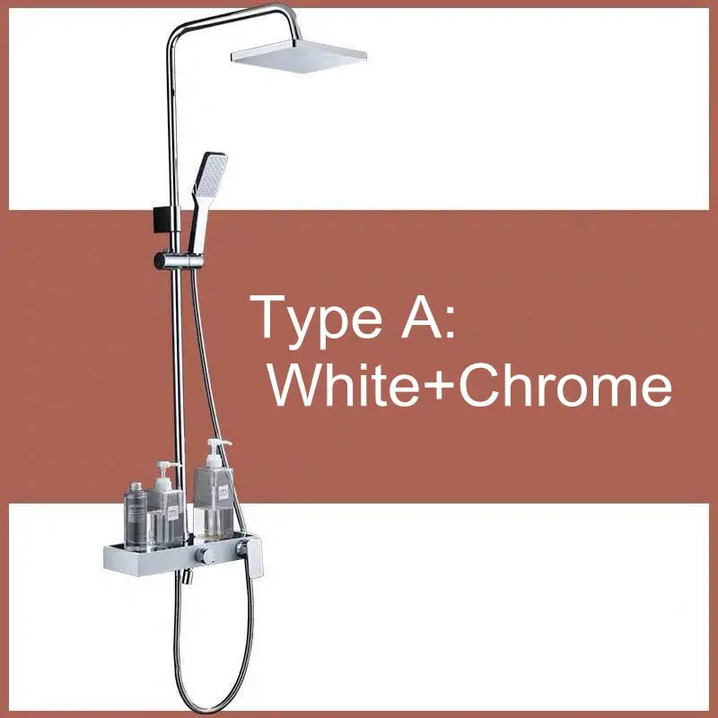 Type A--White Chrome Vidric черный дождь смеситель для душа набор настенный дождевой Душ Смесители для хранения Ванна Смеситель кран горячая холодная с ручной душ EL3902 - Color: Type A--White Chrome