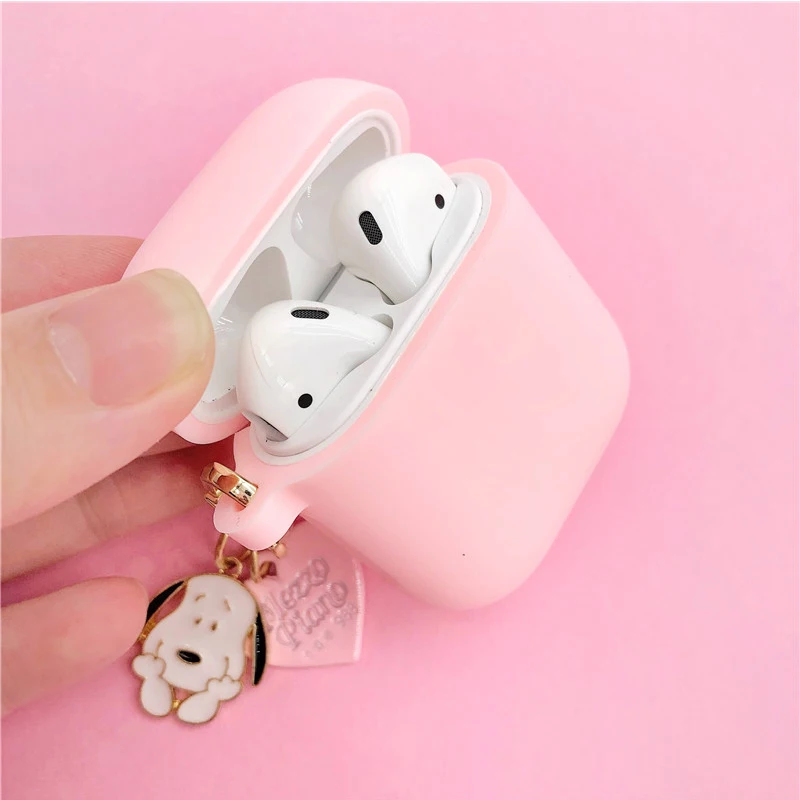 Силиконовый чехол с милой собачкой из мультфильма для Apple Airpods, чехол, аксессуары для наушников с Bluetooth, защитное декоративное кольцо для ключей