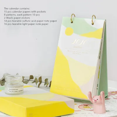 Green Креативный блокнот с календарем Kawaii, стикер s Coil Calendar, сделай сам, стикер Bullet Journal, милые канцелярские принадлежности для школы и офиса - Цвет: Green