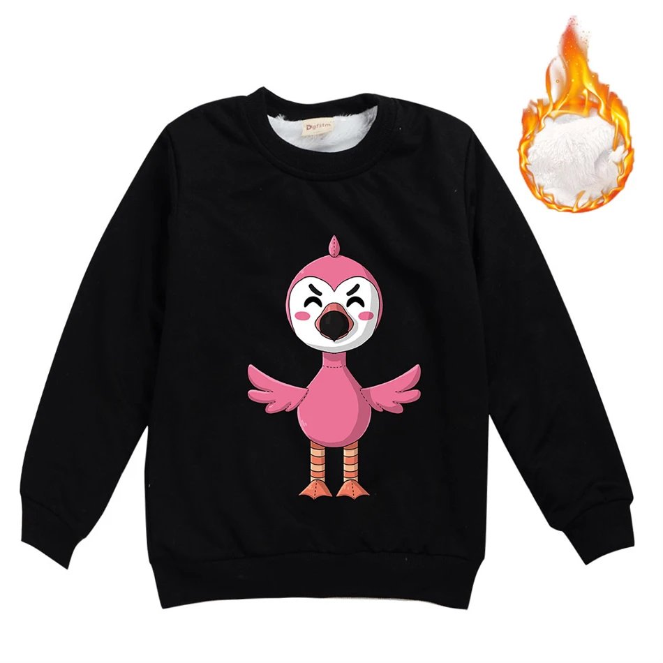 

Flamingo Flim Flam Anime Sweatshirt For Boy Girl 2-13Y Children Warm Fleece Hoodies Kids Casual Cartoon Pullover Youth Clothes
