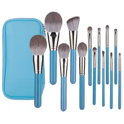 Luxury 13 - Piece Makeup Brush Set with Leather Travel Case - Soft Hair Cosmetic Tool Collection (13pcs Brush with Bag)