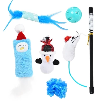 

6Pcs/Set Toys Cats Funny Mouse Gift Feather Toy Set for Small Cat Kitten Pet Supplies