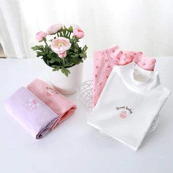 

2PCS/Lot Kids Clothes Girls Thermal Underwear T Shirts Baby Children Cotton Undershirts