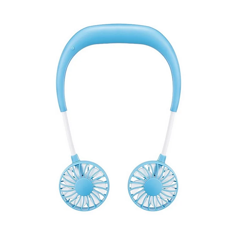 Blue USB портативный вентилятор, без рук, для шеи, для подвешивания, зарядка через usb, мини портативный, спортивный вентилятор, 3 передачи, Usb, воздушные вентиляторы кондиционера с подсветкой - Цвет: Blue