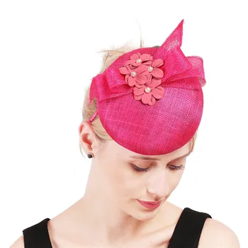 

4 layer sinamay fashion fascinators millinery floral headwear hair clips charming new style bow headpiece accessory High quality