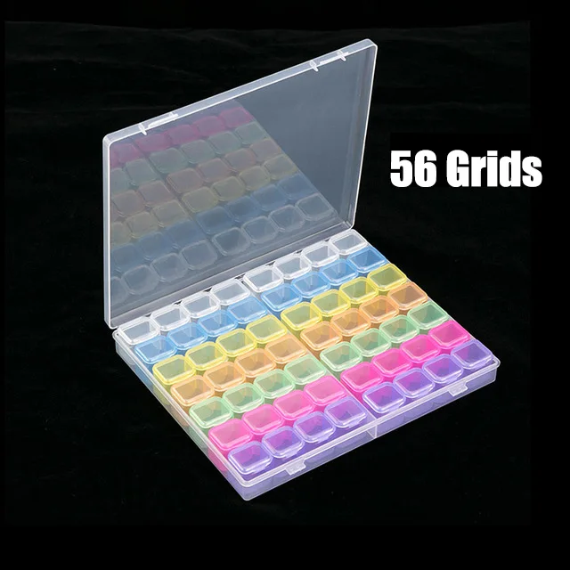 56 Grids Colorful Высококачественный Контейнер для инструментов для алмазной вышивки, аксессуары для хранения мозаики, удобный ящик с бесплатной наклейкой - Цвет: 56 Grids Colorful