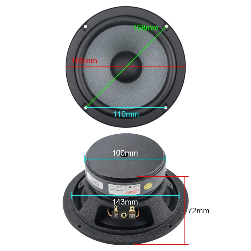 Médio do Woofer do Carro de Ghxamp Polegadas com Choque hz da Sensibilidade Alto-falante Baixo Poderoso w 60 Alta-5.5 Khz 4ohm 1 Pces 6.5 25-50 - Image 2