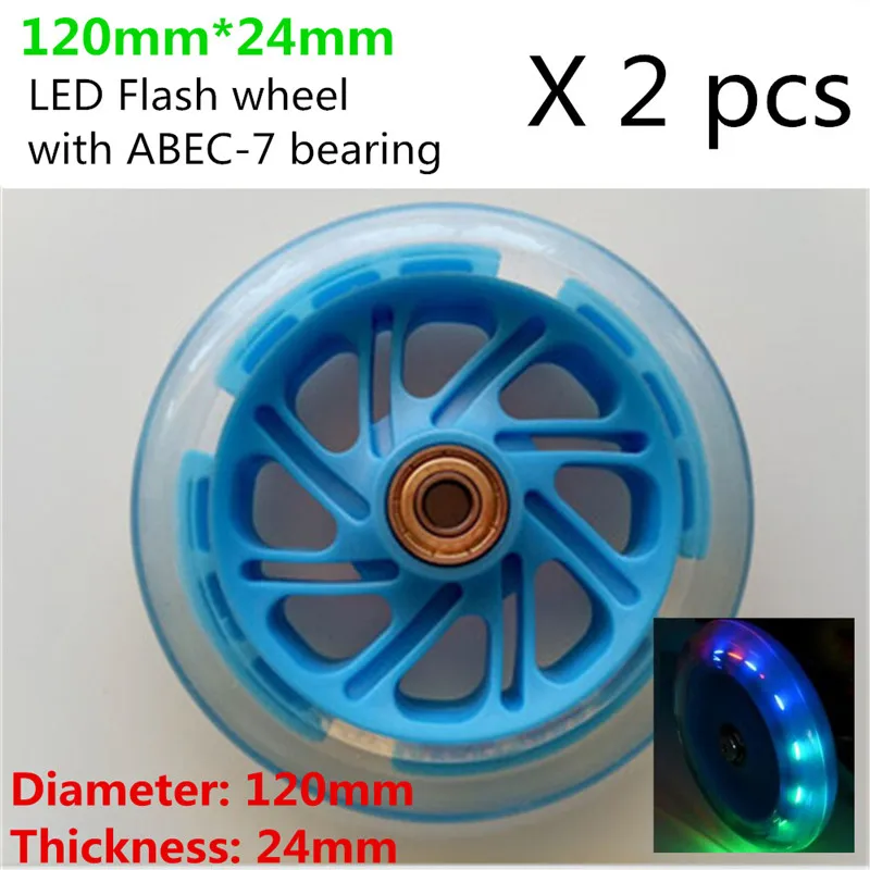 Scooter Wheels 100mm 110mm 120mm Adults Youth 24mm 28mm Inline Cycling Scooter Tire Colorful LED Flash Shine Light 2pcs