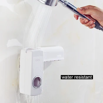 

Toothbrush Holder Bathroom Water Resistant Sticky Toothpaste Squeezer 1 Set Creative Automatic Toothpaste Dispenser