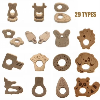 

Beech Wooden Teether Rodent Tree Baby Products for Children Olive Oil Animal Koala Elephant 1-3Pcs BPA Free Baby Goods