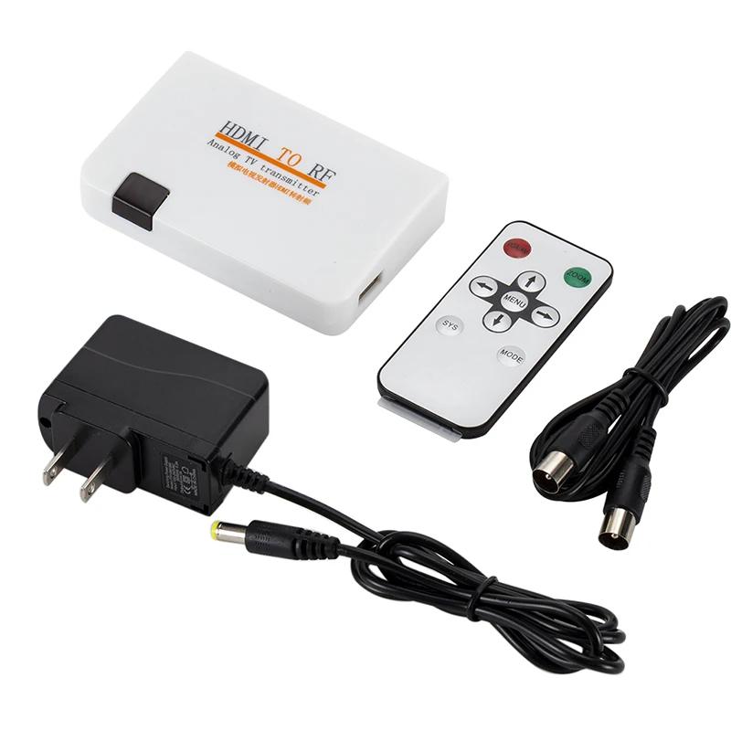 Белый Универсальный HDMI к РЧ коаксиальный конвертер коробка адаптер кабель с пультом дистанционного управления питания - Цвет: Белый