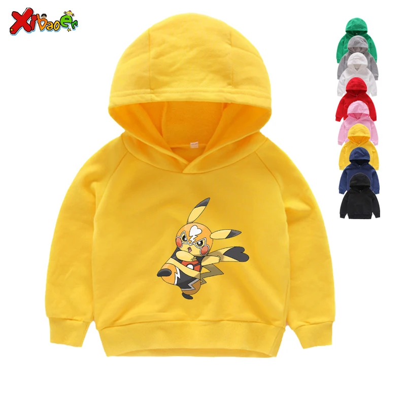 New Pokemon Hoodies Toddler Boys Girls Sweatshirts Cartoon Pikachu Print Kids Baby Sweater Children Spring Autumn Casual Clothe - Цвет: Kids Hoodies