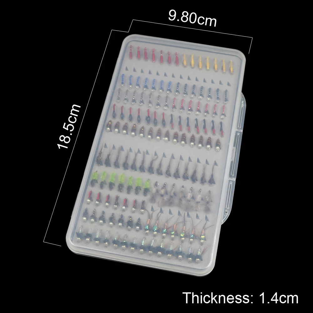 ICERIO 133pcs/Set Ultra-thin Portable Nymph Scud Midge Flies Kit Assortment with Box Trout Fishing Fly Lures