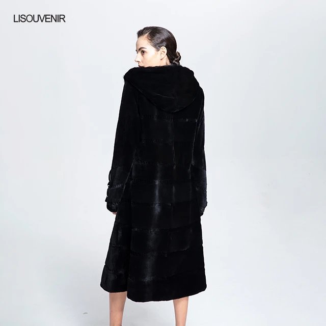 Lisouvenir стиль Настоящее меховое пальто из норки меховая одежда теплая мягкая Роскошная зимняя куртка из натурального меха норки с капюшоном для женщин
