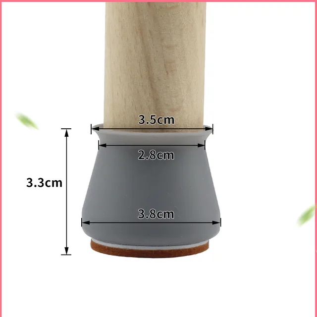 24pcs Silicon Chair Leg Covers Felt Bottom Soft Silicone Furniture Foot Protector Pads Anti-slip Table Legs Floor Protection Mat Grey 24pcs