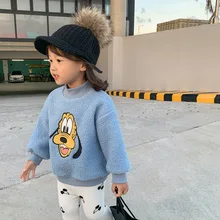 Пуловер с рисунком для девочек, свитер из овечьей шерсти и кашемира, теплый осенне-зимний свитер для маленьких девочек