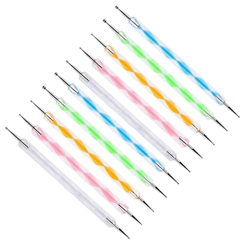 

10Pcs 2Set 2 Way Dotting Pen Marbleizing Tool Nail Art Design Dot Paint Tools
