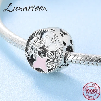 

New 925 Sterling Silver Fashion Openwork Butterfly Flower DIY Round Beads Fit Original europeu Charm Bracelet Jewelry making