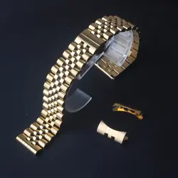 Золотые часы из нержавеющей стали ремешок браслет прямые концы для брендовых наручных часов новые мужские аксессуары 17 мм 18 мм 19 мм 20 мм 22 мм