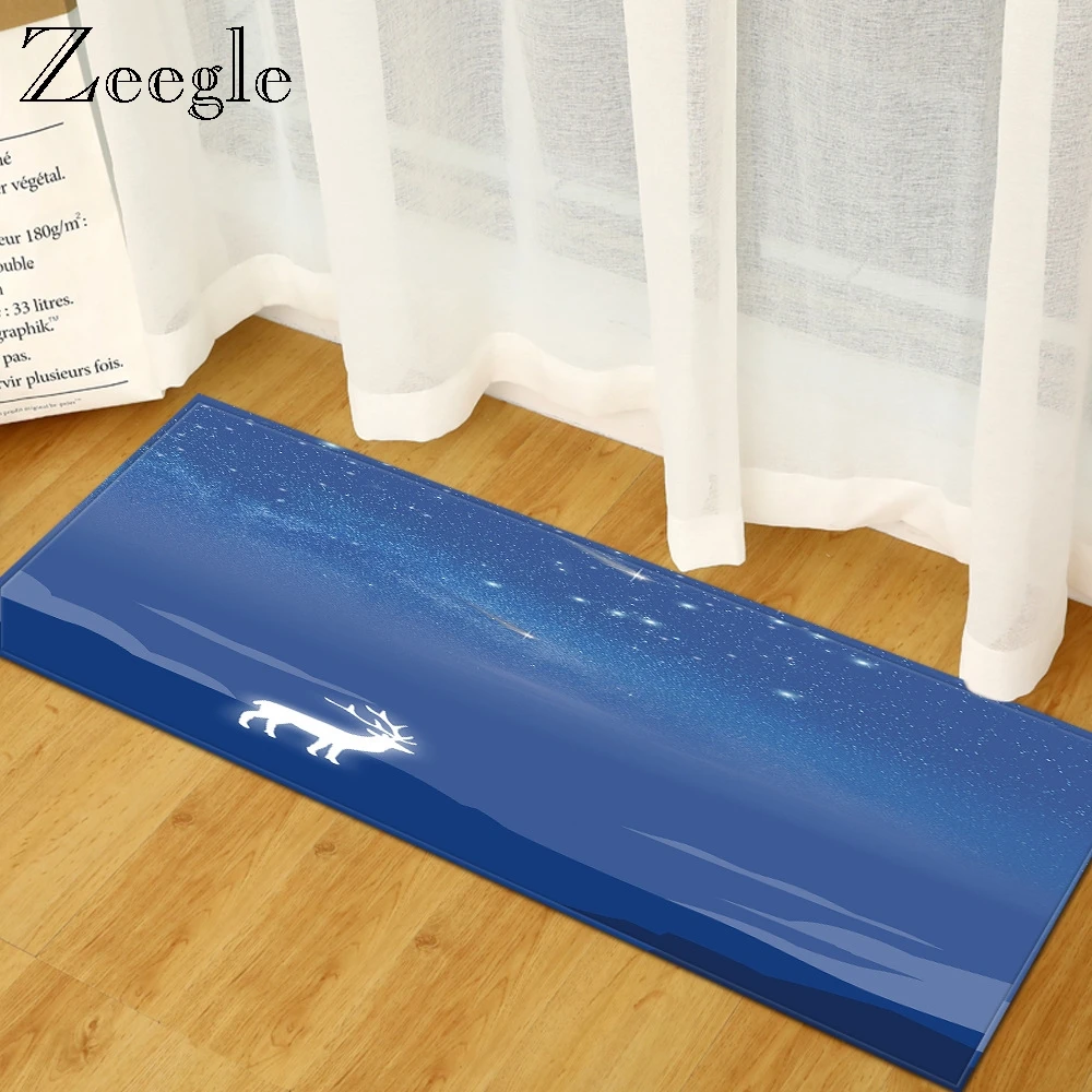 Zeegle Big Size Hallway Carpet Flannel Carpet for Bedroom Bathroom Water Absorption Rectangle Carpet Anti-slip Bedside Foot Rug