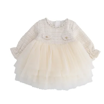 

WLG Girls Princess Tutu Dress Kids Spring Mesh Patchwork Long Sleeve Dresses Baby Girl Cute Party Dress