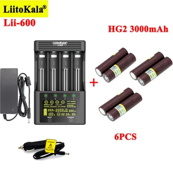 

6pcs LiitoKala HG2 3000mAh Rechargeable batteries with Lii-600 Battery Charger for 3.7V Li-ion 18650 21700 26650 1.2V AA aa NiMH