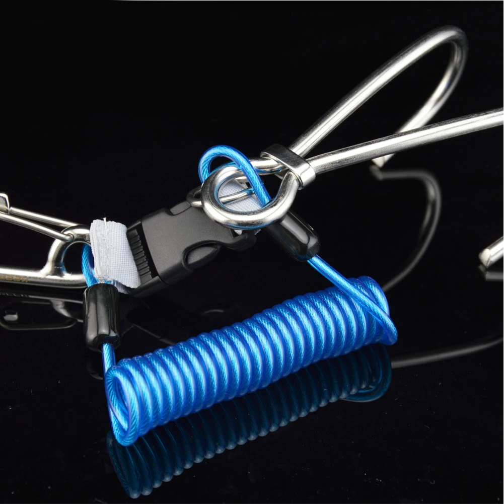 Water Sports Stainless Steel Quick Release Spiral Tool Survival Lanyard Buckle Anti Lost Spring Coil Accessories Scuba Diving