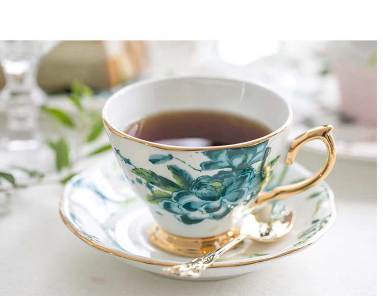 Фарфоровые черные чайные чашки, набор королевских роскошных кофейных чашек из костяного фарфора, блюдце золотистого и желтого цветов, чайная чашка таза, кафе, таза, дизайн класса