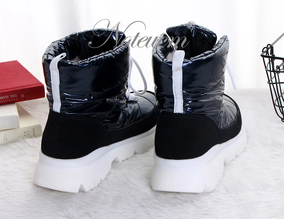 female winter warm Ankle snow boots waterproof platform Flat heel shoes women botte Quilt booties Chunky Thick sneakers fur