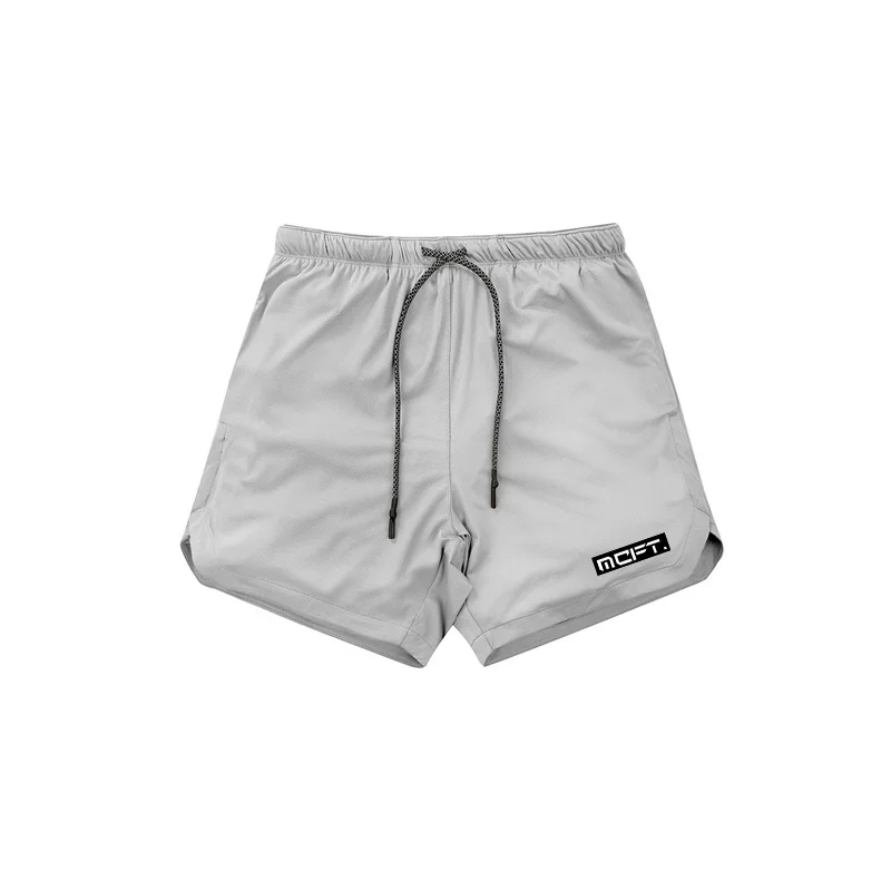 Мужские s 2 в 1 шорты для спортзала мужские сетчатые быстросохнущие спортивные шорты для фитнеса потайные карманы бодибилдинг, тренировка бегунов короткие штаны - Цвет: Серый