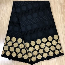 Хлопок африканская ткани с сетчатыми кружевами Высококачественная французская швейцарская вуаль вышивка кружевной материал для свадьбы для платья 5 ярдов