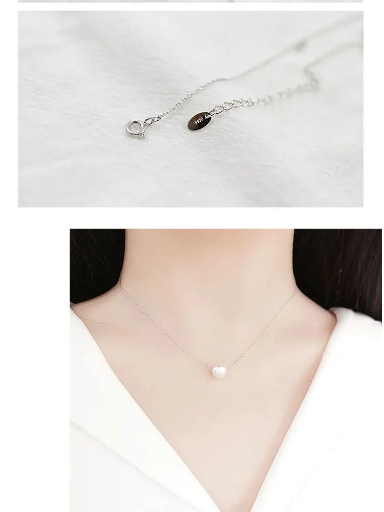 Стерлинговое Серебро S925 Модное Элегантное Жемчужное Ожерелье Подвеска для женщин ювелирные изделия