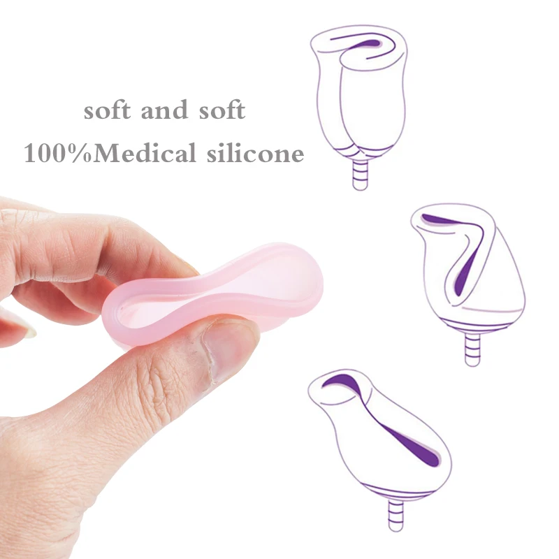 2pcs Menstrual Cup Feminine Hygiene Copa Menstrual Lady Period Cup Coppetta Mestruale Coupe Menstruelle Medical Grade Silicone