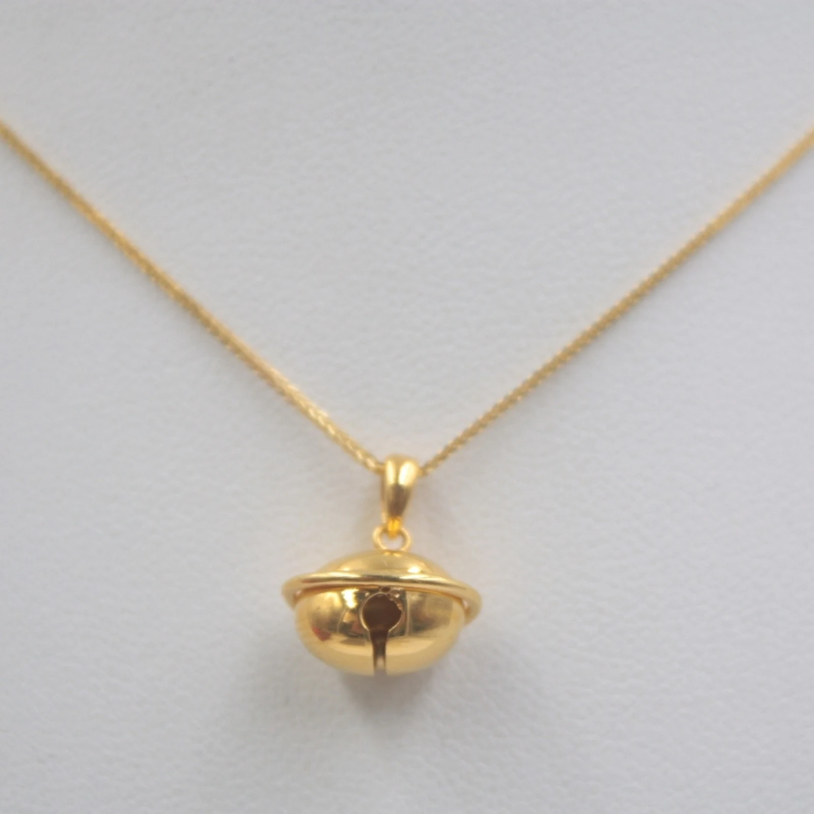 Solid 18k Yellow Gold Pendant Luck Bell 
