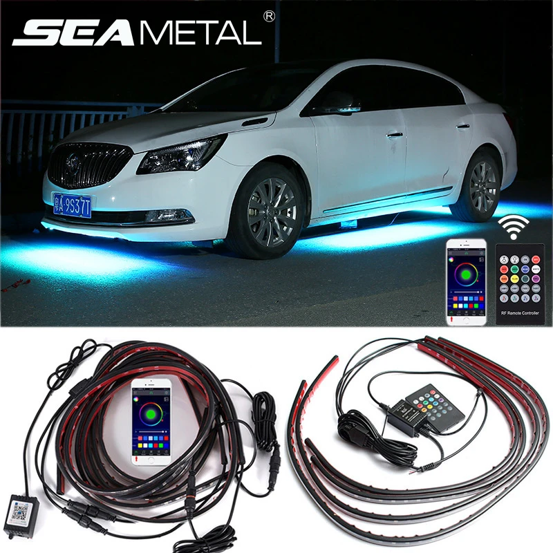 Automotive 12V 8Color Music Control RGB LED Under Car Glow Underbody