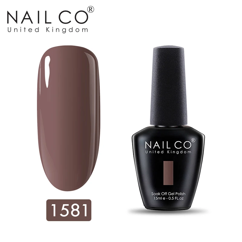 NAILCO, новинка, 15 мл, УФ Гель-лак, лак для ногтей, набор красок, маникюр, геллак, Полупостоянный Гибридный гвоздь, искусство, макияж, Черный Гель-лак для ногтей - Цвет: 1581