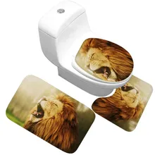 CAMMITEVER Лев коврик для ванной комнаты коврики противоскользящие Набор ковриков для ванной животные Стиль Коврик для туалета влаговпитывающий ковер