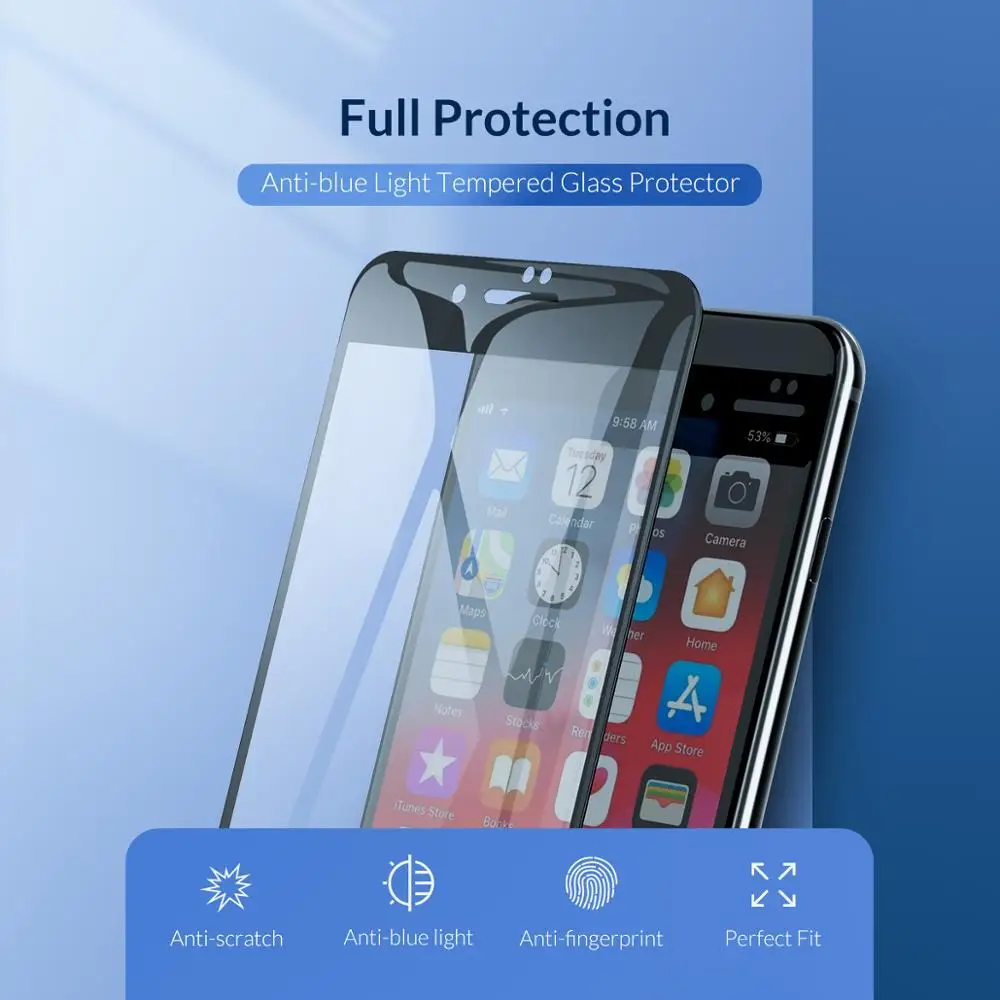  ORICO Gehärtetem Glas Screen Protector für iphone 6 6S 7 8 Plus Anti Blau Licht 3D Gebogen Gehärtet