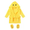 0~12 Months Infant Baby Pijama Set Infant Boys Girls Cute Cartoon Flannel Bathrobes Hoodie Sleepwear+Footwear Newborn Outfits 1