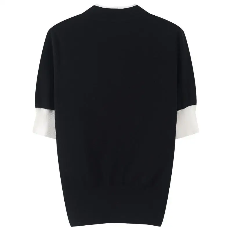 GetSpring Women Sweater Short Sleeve Stand Collar
