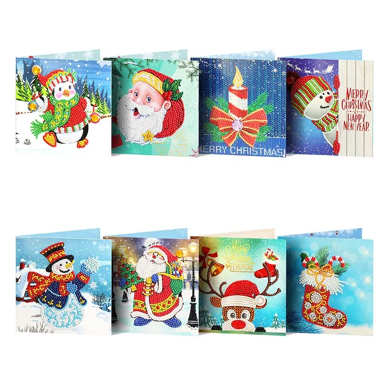 Бриллиантовый рисунок Рождество карты Алмазная вышивка Санта Клаус поздравительные открытки DIY Бриллиантовая мозаика ручной работы подарок