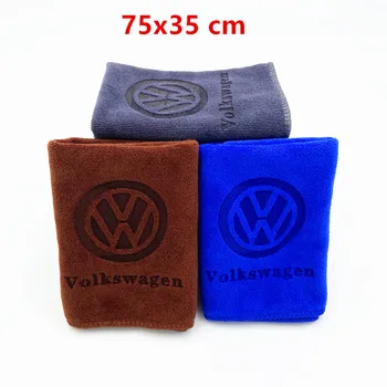 

75x35 For VW Volkswagen Golf Polo Passat Tiguan Jetta Touran Car Wash Microfiber Towel Car Cleaning Drying Cloth Hemming